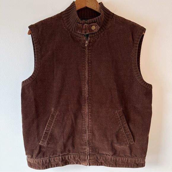 Lauren Ralph Lauren Brown Corduroy Knit Vest Size XL Equestrian Full Zip Luxury - Picture 7 of 16